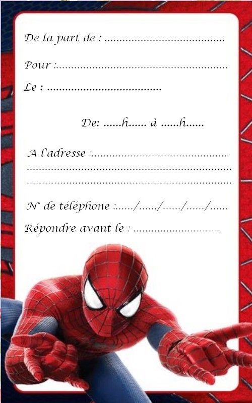 Invitation gratuite à imprimer anniversaire thème spiderman