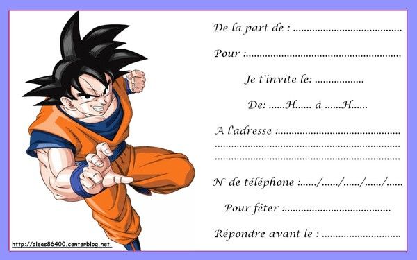 Carte d'invitation baptême ou anniversaire à gratter - Dragon Ball Z