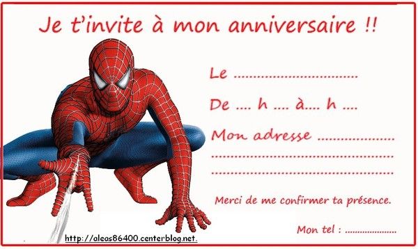 Modèle Invitation Anniversaire Spiderman