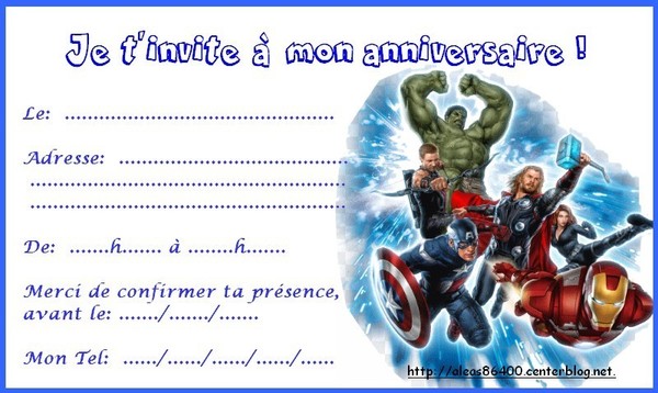 Avengers Lot de 5 Cartes d'invitation avec enveloppes illustrées Cartes Invitations Anniversaire Licences 