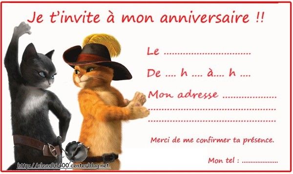 Cartes d'invitation anniversaire Made in France Chat - Pirouette