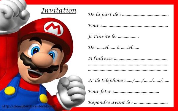Cartes invitations Mario 02