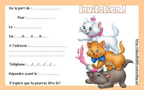 Cartes d'invitations Chats - Quovadis