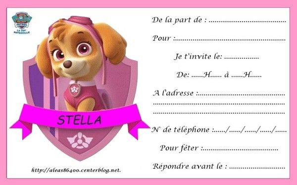 Carte sur téléphone Pat Patrouille Stella invitation anniversaire