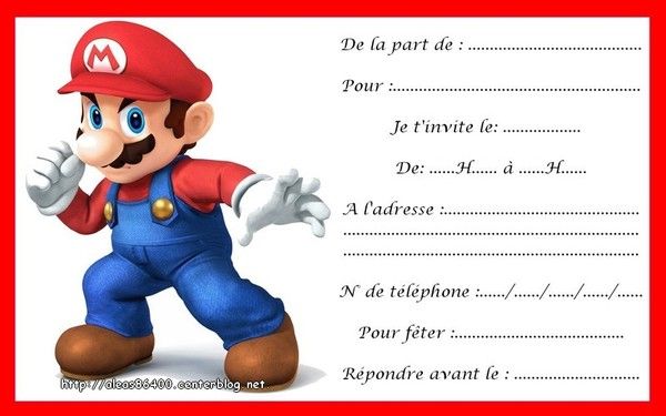 Cartes Invitations Mario 09