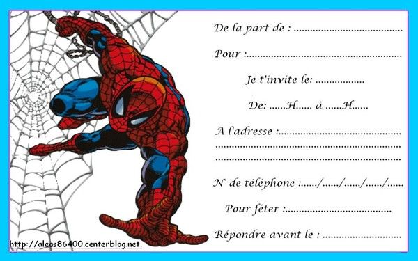 cartes invitation spiderman