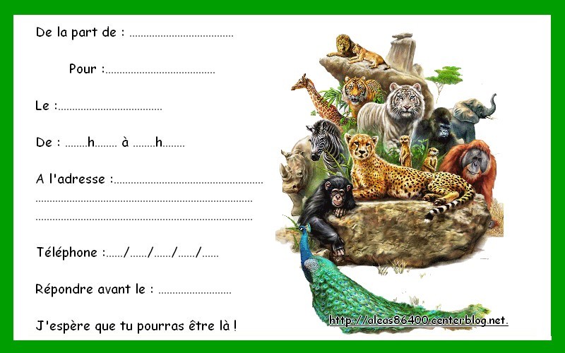 Cartes Invitations Animaux