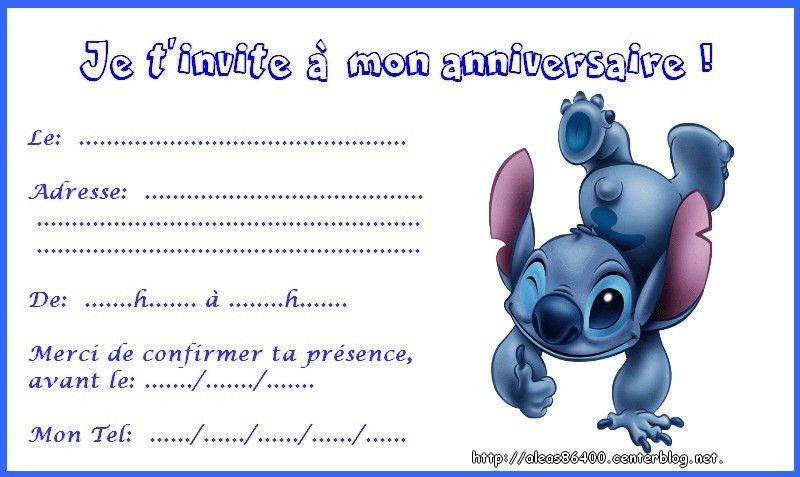 Carte D Invitation Anniversaire Stitch A Imprimer Cartes invitations Lilo et Stitch 06