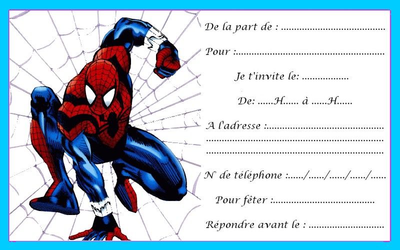 Cartes Invitation Spiderman